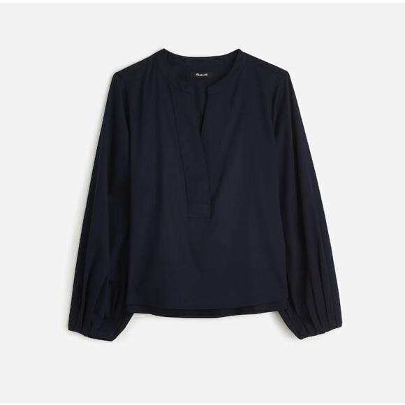 Madewell V-Neck Long-Sleeve Top Womens XXS Deep Indigo Blue Stretch Regular Fit - Picture 3 of 8